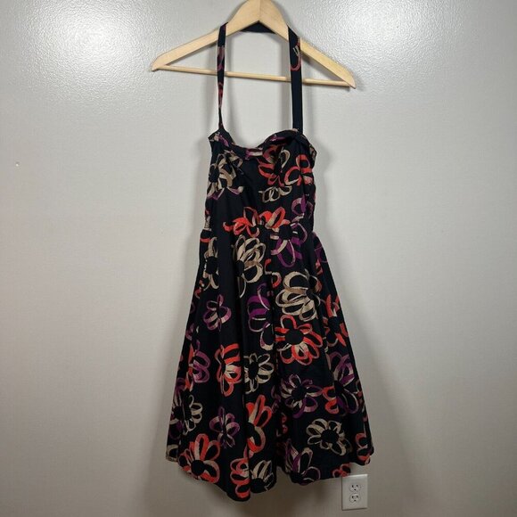 Anthropologie Girls From Savoy Halter Dress Size 6 Retro Floral Martagon Sketch - Picture 1 of 12